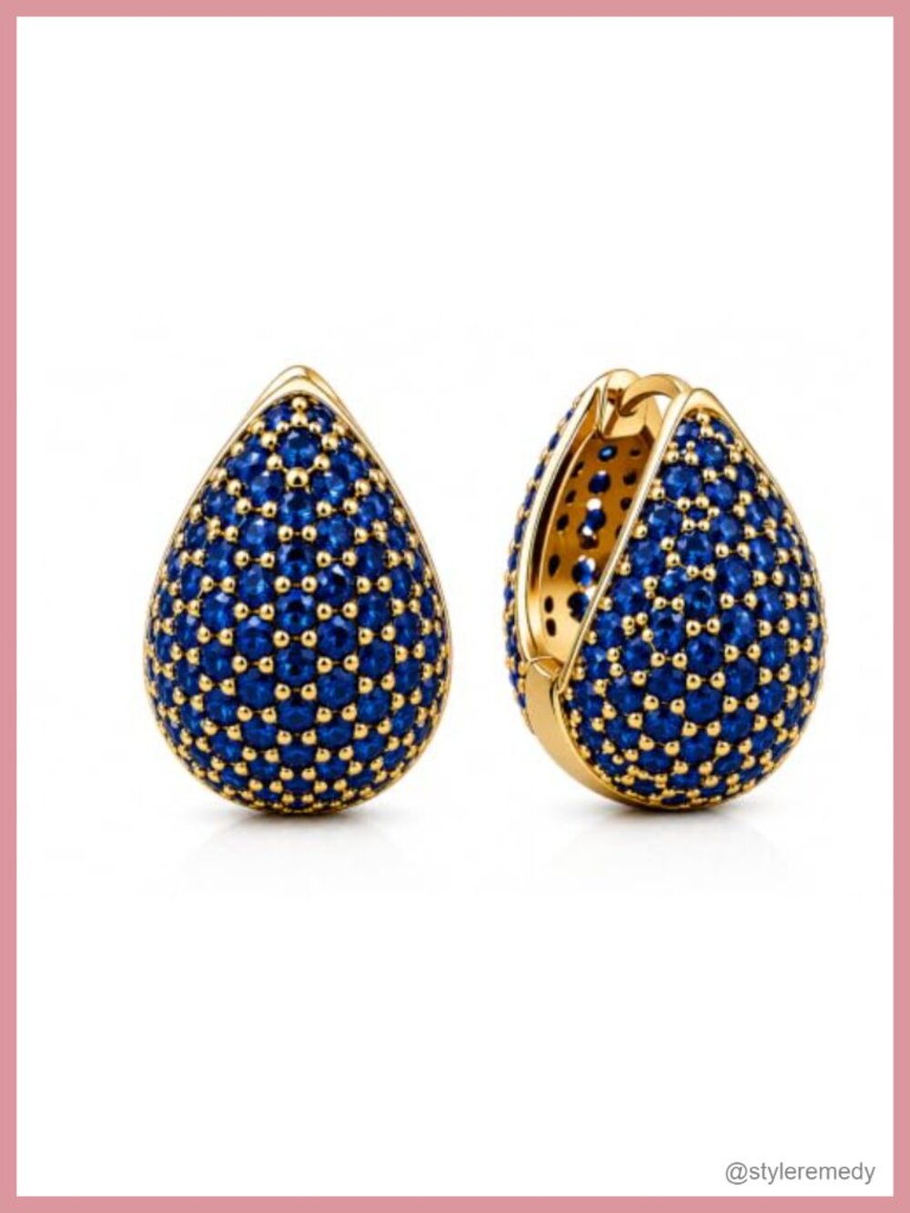 14K Gold Plated Brass Pavé Dome Hoop Earrings Cubic Zirconia Hinged